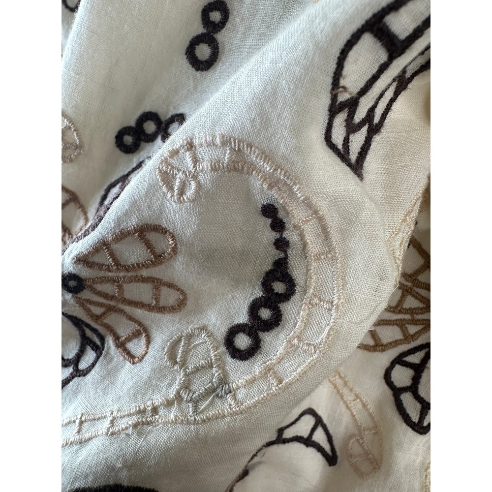 NWT By Anthropologie Embroidered Eyelet Blouse Cotton Size Medium Milkmaid Boho - Picture 9 of 16